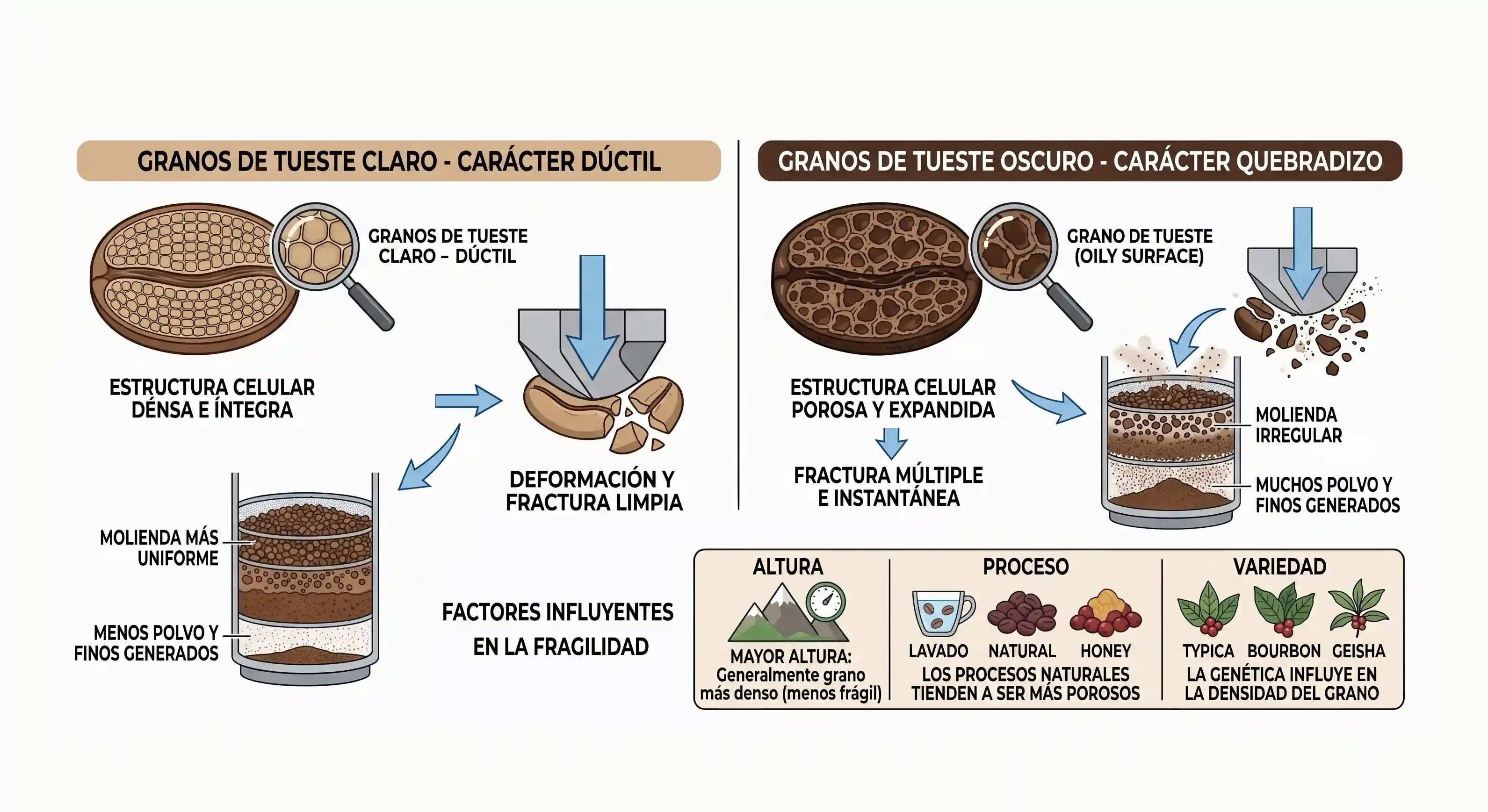 Fragilidad del grano de café